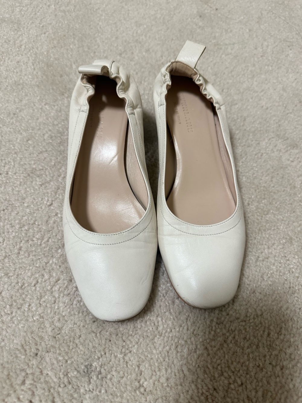 Everlane Cream Leather Ballet Flats